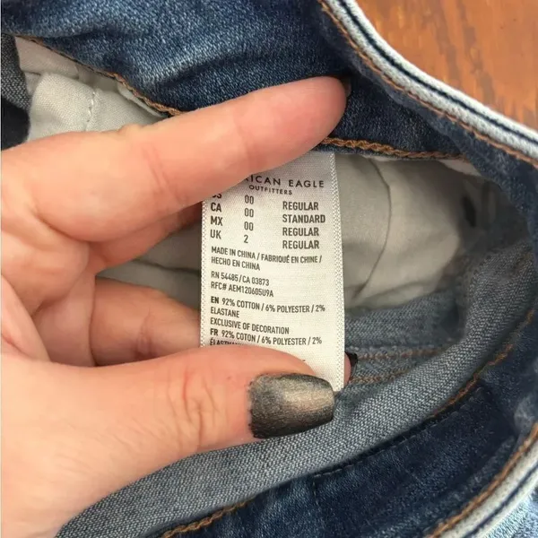 American Eagle Hi-Rise Mini Denim Skirt Distressed Size 00 Blue - Image 3