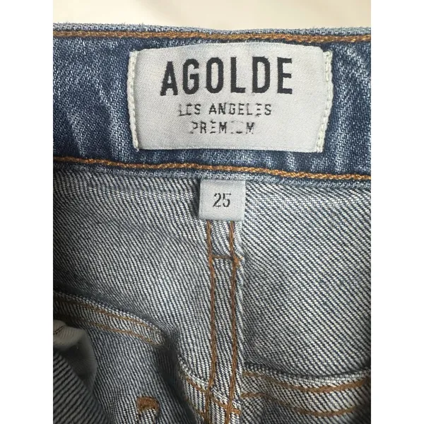 Agolde Straight Leg High Rise Jeans Women's Blue Size 25 - Image 4