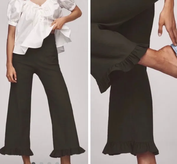 Anthropologie Maeve The Colette Ruffle-Hem Crop Wide-Leg Pants, Size 26 Tall - Image 2