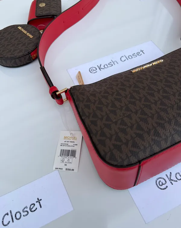 MK Jet Set Travel SM Crossbody With Tech Attach -Flame - Image 5