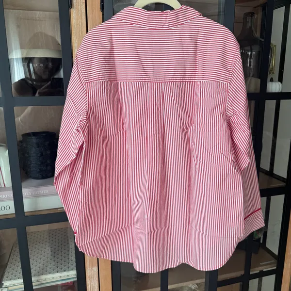 NWT J. Crew poplin pajamas top button down striped long sleeve shirt jcrew - Image 5