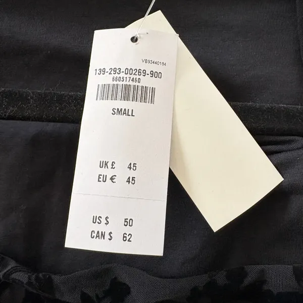 Abercrombie & Fitch Flocked Mesh Design Long Sleeve Black Beauty Floral Top - Image 7