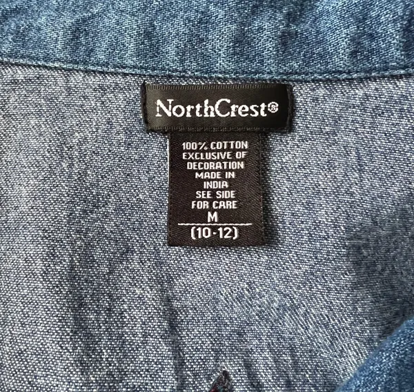 North Crest Vintage Denim Winter Embroidered Button Down Shirt Jacket - Image 8