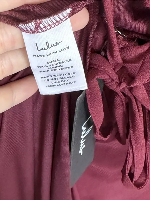 NWT Lulus Event Ready Burgundy Backless Lace-Up Maxi Dress - Size: Medium - Image 5