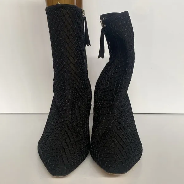 Zara Whimsigoth Mesh Heeled Zip up Booties Black Size 39 US 8.5 - Image 4