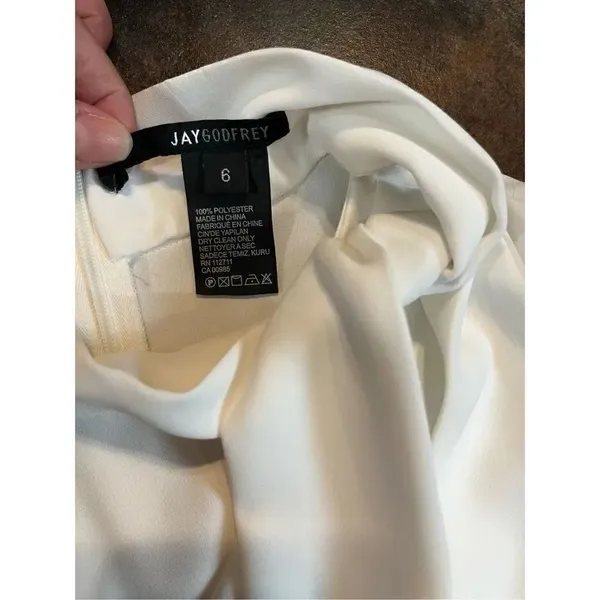 Jay Godfrey White Mia Mini Swing Sleeveless Tie Neck Ruffle Size 6 Dress - Image 10