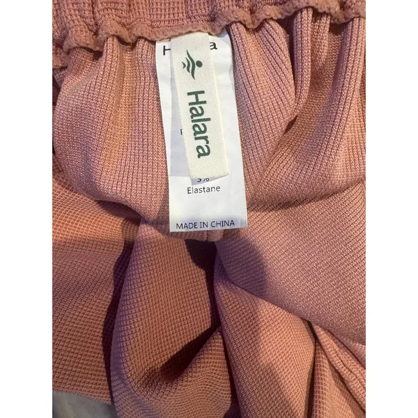 Halara Wide Leg Waffle Knit Pants Dusty Rose Pink Tall Large - Image 5