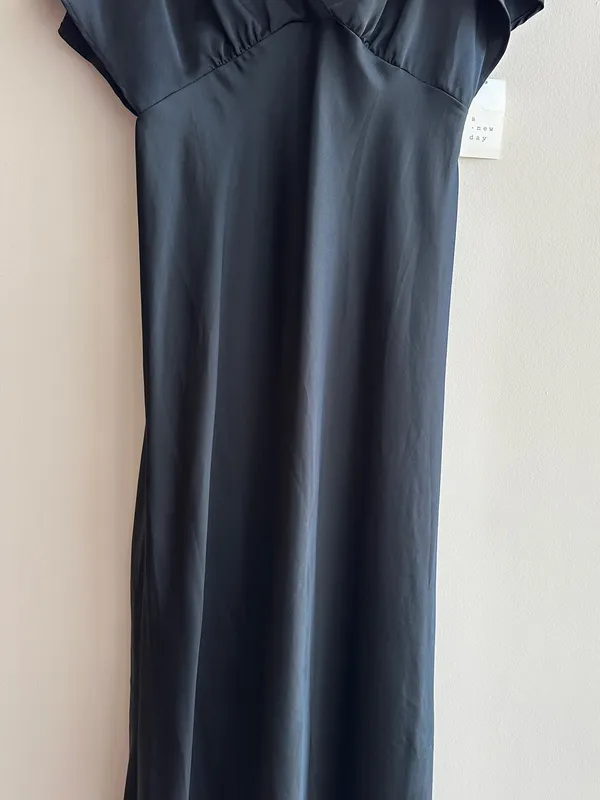 A New Day Women's Satin Flutter Short Sleeve Maxi A-Line Dress - Black, Medium - Image 6