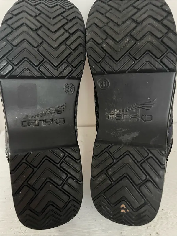 Dansko Black Multi Slip-On Clogs with Dot Pattern - Image 3