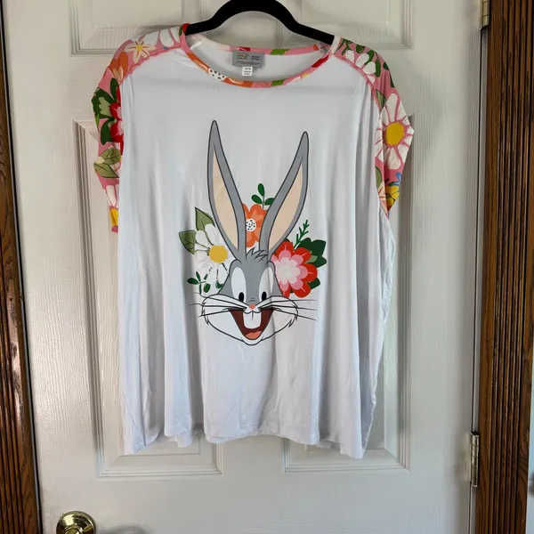 Unique Vintage Looney Tunes Bugs Bunny Floral‎ Graphic Tee Shirt 1X/16 - Image 7