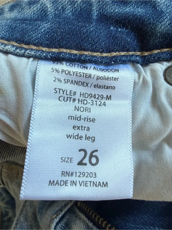 Hidden Noir Mid Rise Wide Leg Jeans Blue Size 26 NWT - Image 9