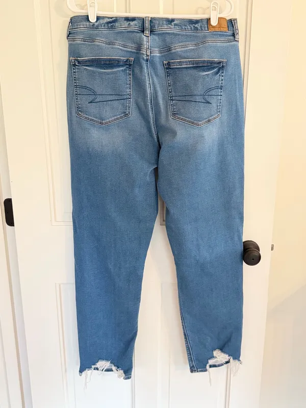 American Eagle Mom Jeans 16 Long High Rise Distressed Stretch‎ Denim - Image 6