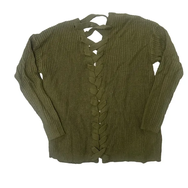 Olive‎ Green Long Cardigan Granola Goblin Grunge Whimsigoth Baggy Boho Cozy IX - Image 2