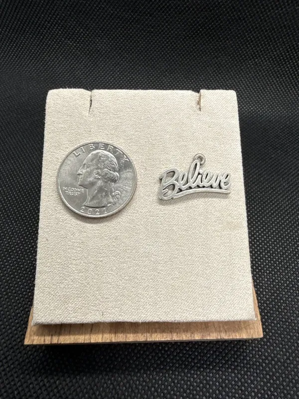 James Avery Sterling Silver Believe Cursive Word Charm Pendant - Image 2