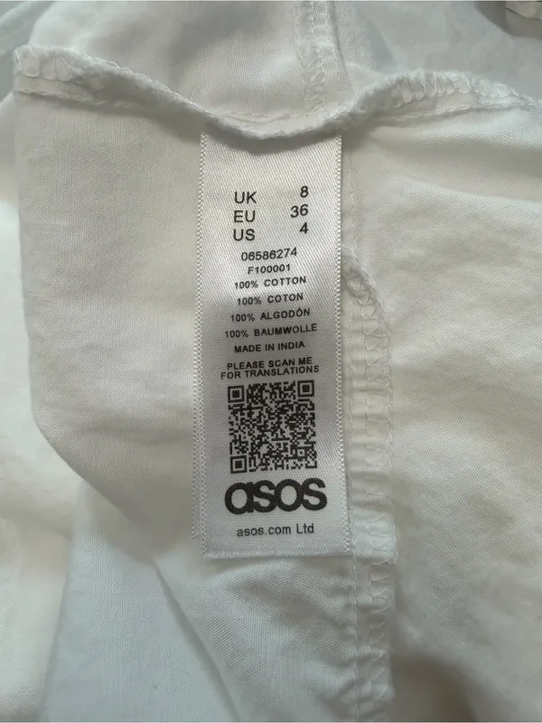 ASOS White Button Front Ruffle Hem Tunic Top Size US 4 - Image 10