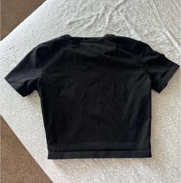 ZARA black cropped short sleeve tee shirt - Image 2