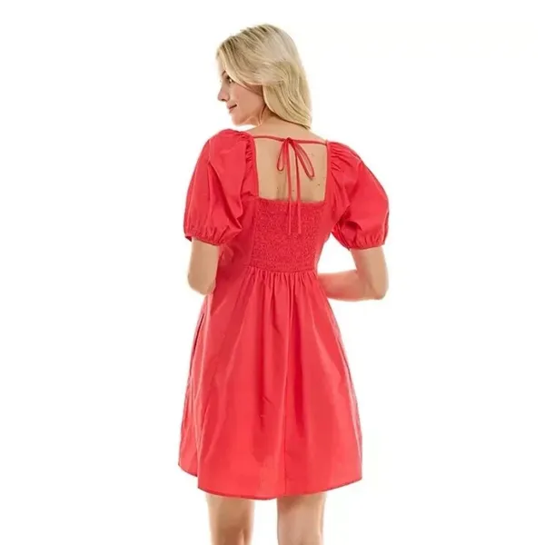 Draper James Ladies‎ Puff Sleeve Sailor Pockets Dress Size Medium Red Hibiscus - Image 2