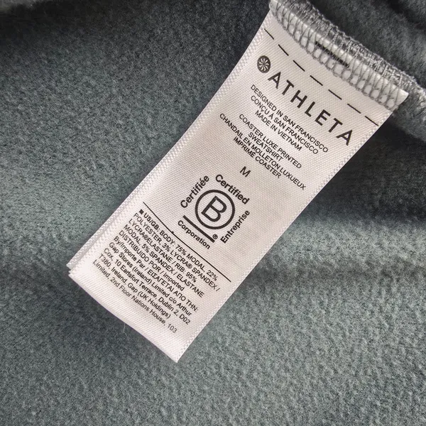 Athleta Coaster Luxe Sweatshirt in Tahiti Minimalist Grey Tie Dye Blue Women's M - Image 7