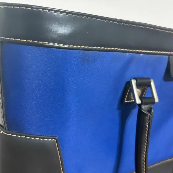 Ralph Lauren Tote Bag Royal Blue Nylon Black Trim RL Logo Top Handle Carryall - Image 2