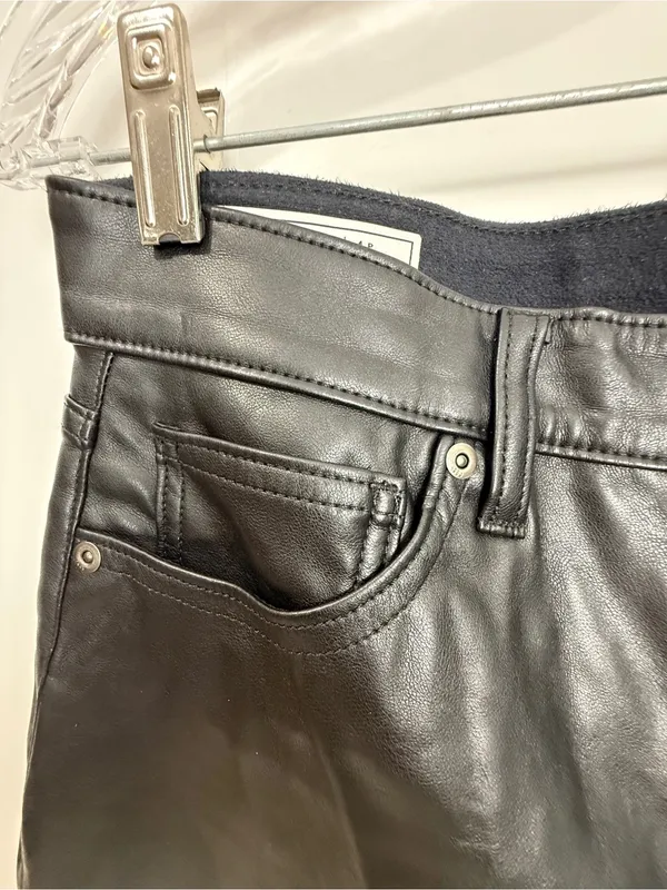 GAP Black Straight-Leg Faux Leather Pants - Image 3