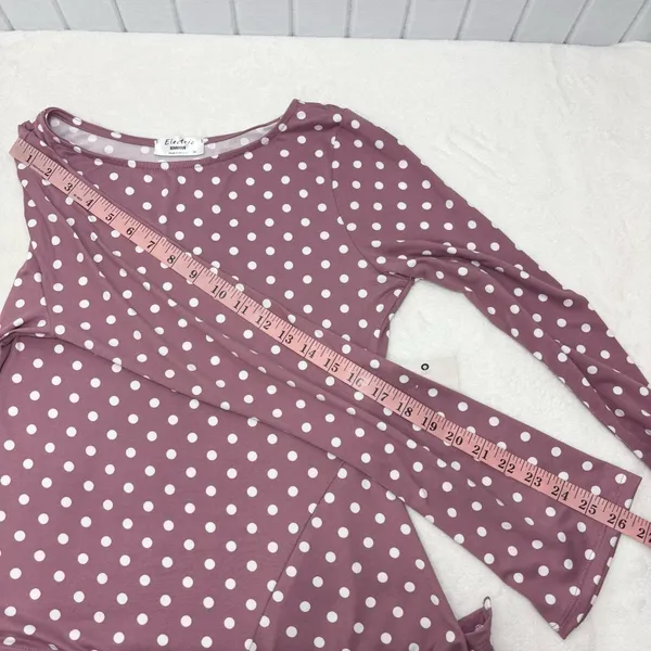 Electric Behavior Dusty Rose Polka Dot Long Sleeve Top size M‎ - Image 8