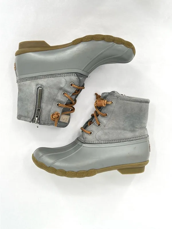 Sperry Saltwater Mainsail Leather Duck Boots Gray Size 6.5 - Image 3