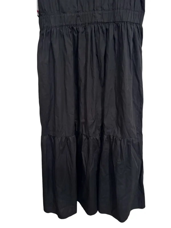 French Connection V-neck Short PuffSleeve Black Poplin Tier Maxi Dress size XL - Image 7