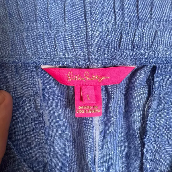 LILLY PULITZER- Brea Linen Shorts Blue Casual Pull On Summer Travel Resort Prep - Image 6
