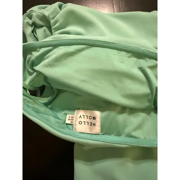 Hello‎ Molly Mint Green Strapless Cut Out Ruched Midi Dress US 6 M Side Slit - Image 5