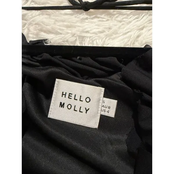 Hello Molly Date at Nine Mesh Ruffle Long Sleeve Maxi Dress in Black Size 4 - Image 9