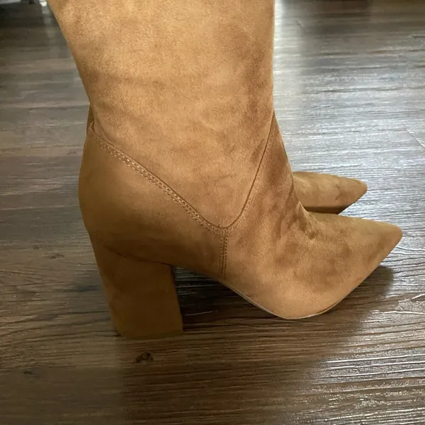 Nine‎ West sz 8.5 brown faux suede chunky high heel boots NWT - Image 3