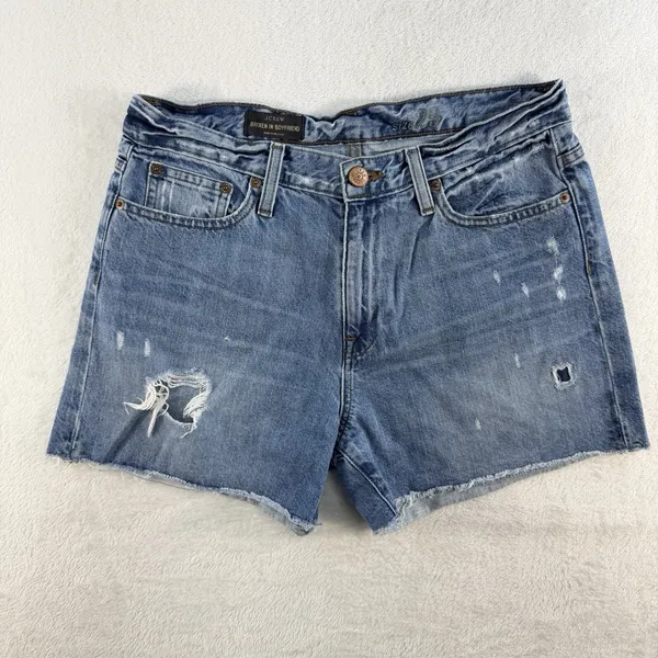 JCrew Sz 29 Jeans Shorts Broken In Boyfriend Cutoffs Blue Denim Distressed C0873 - Image 3