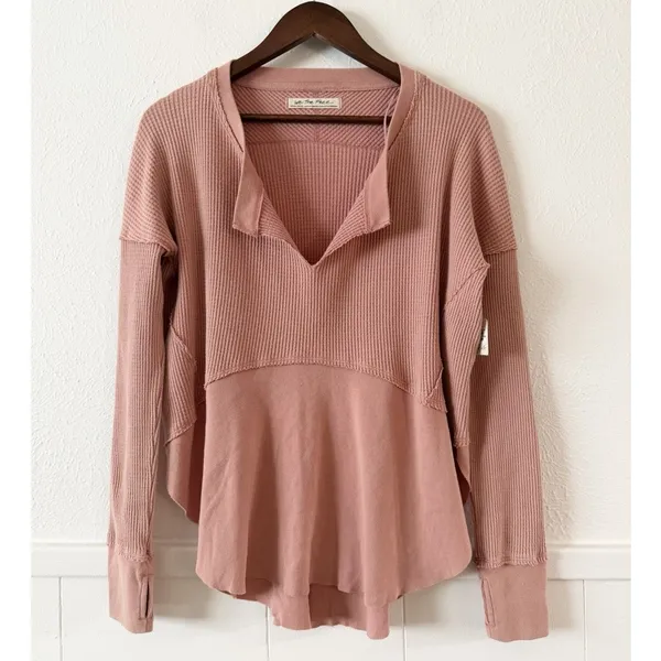 Free People We The Free Ottoman Slouchy Tunic Thermal Top Dusty Pink XS NWT - Image 2