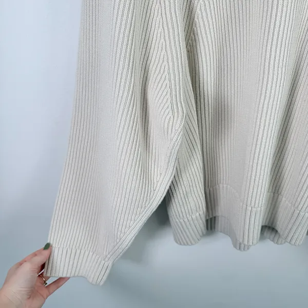 Lululemon Cotton Blend Crewneck Ribbed Sweater Bone Chunky Casual Womens Medium - Image 4