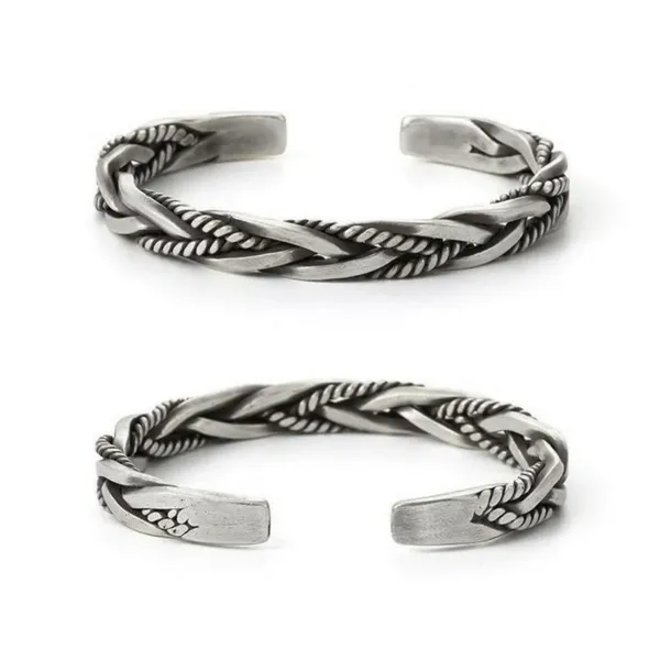 NEW Solid Unisex Braided 925‎ Sterling Silver Cuff Bracelet - Image 5