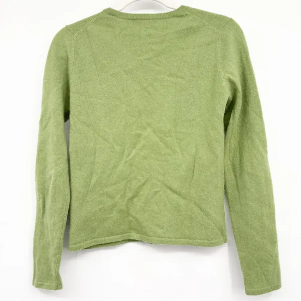 Wendy B. Cashmere Womens Green 100% Cashmere Classic Crewneck Preppy Sweater M - Image 4