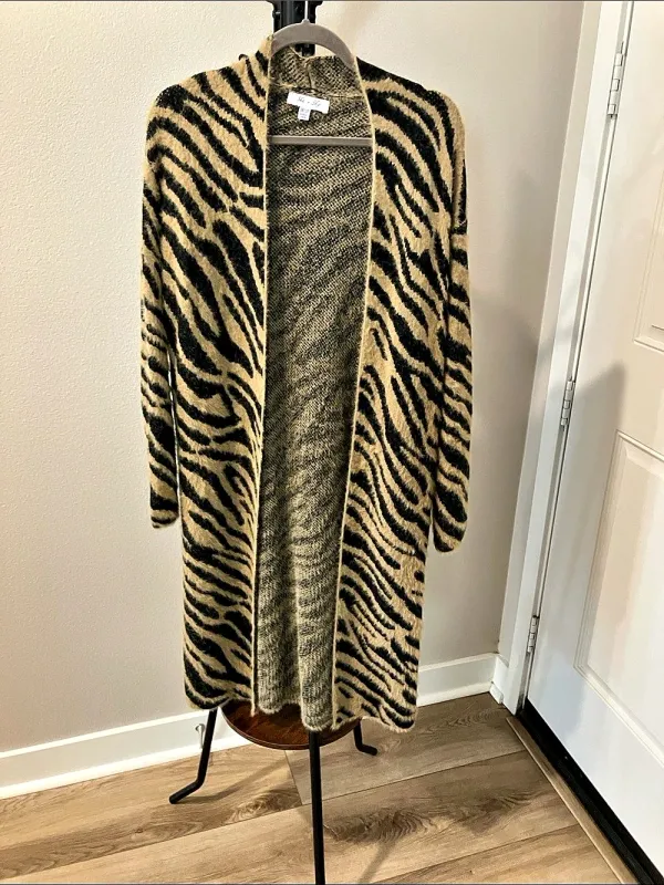 She + Sky Zebra Animal Print Long Cardigan Brown & Black - Image 3