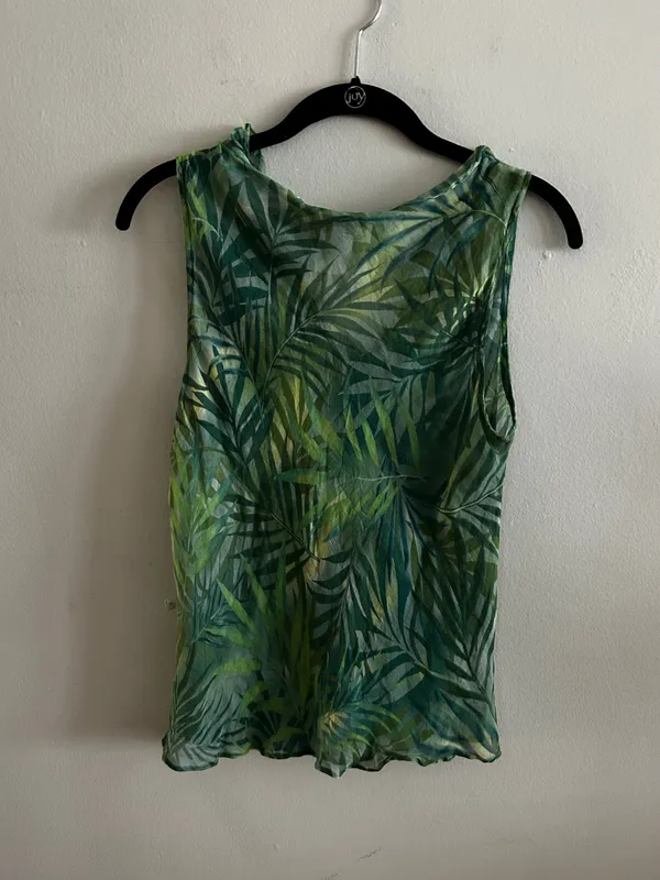 Jones New York Tropical 100% silk green blouse - Image 4