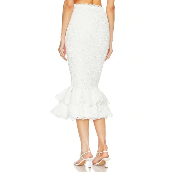 Charo Ruiz Ibiza Liliana Eyelet Midi Skirt White Fruition Womens Size Small - Image 4