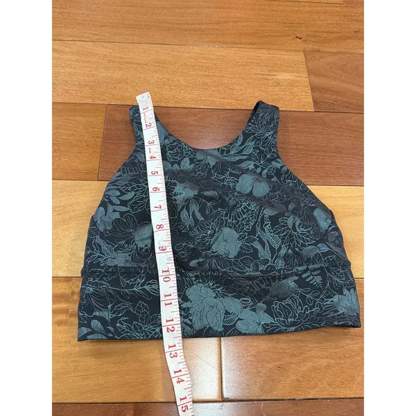 NWOT Lululemon Sports Bra Womens Black Teal Floral High Neck Racerback 4 - Image 6