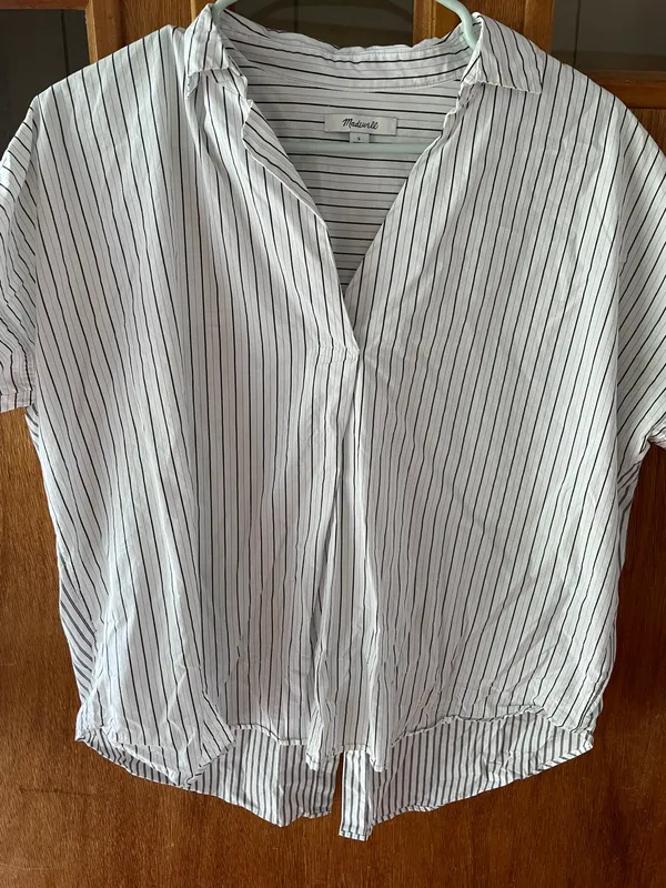 Madewell Courier Button-Back Shirt in Pure Stripe Size Small - Image 4