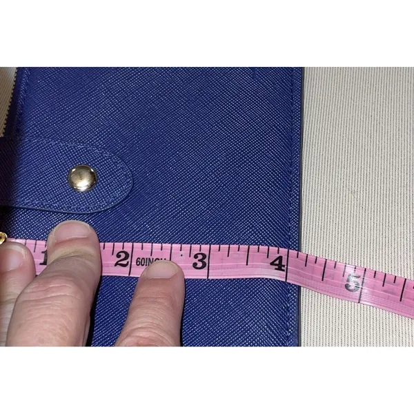 Travelambo Womens Slim Bifold‎ Wallet Blue Vegan Leather Card Organizer Zipper - Image 7