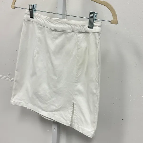 Garage White Mini Skirt Front Slit Back Zip Size XS 100057459 Stretch Summer - Image 2