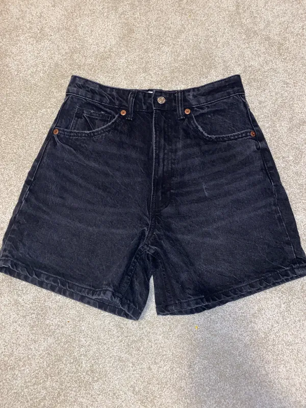 Zara High Rise Black Denim Jean Shorts 6 - Image 2