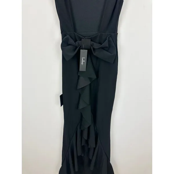 Lulus Exquisite Refinement Black Backless Bow Ruffled Maxi Dress Formal XS NWT - Image 11