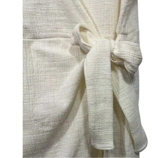 Madewell‎ Crosshatch Side Tie Sleeveless Faux Wrap Dress Bright Ivory XL - Image 8