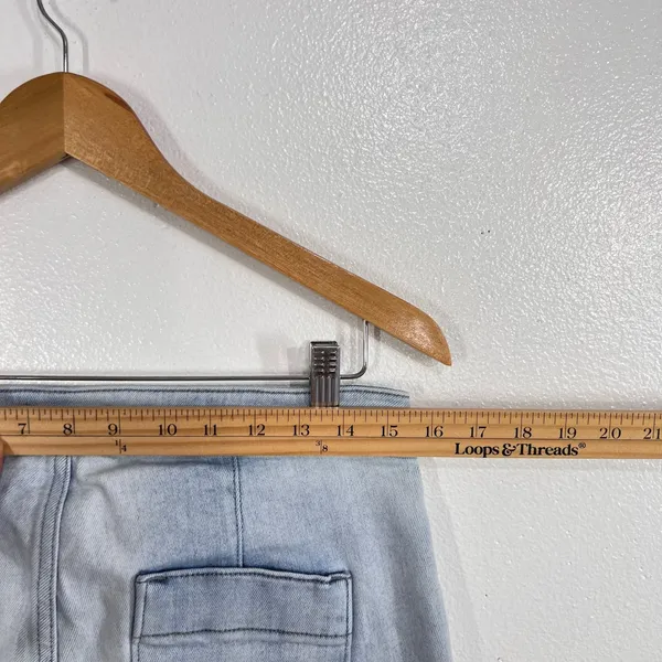 LC Lauren Conrad Super High Rise Wide Leg Jeans Women's 12 Light Wash Front Seam - Image 8