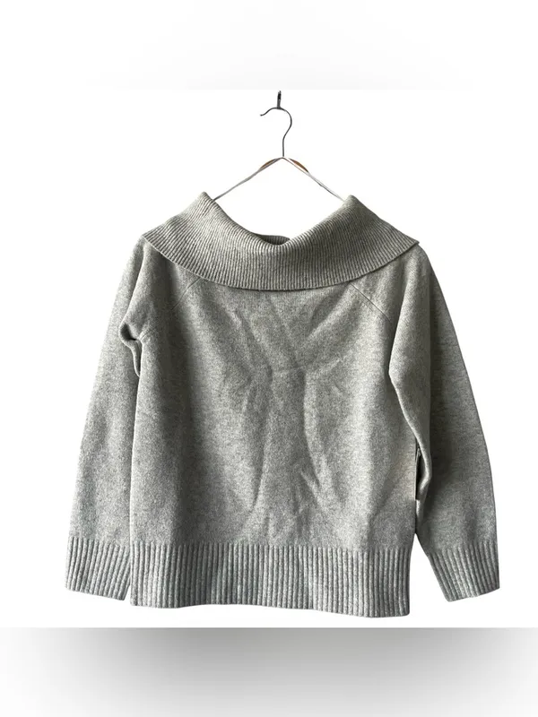 Lucky Brand Cloud Soft Off The Shoulder Heather Gray Sweater Small NWT - Image 2