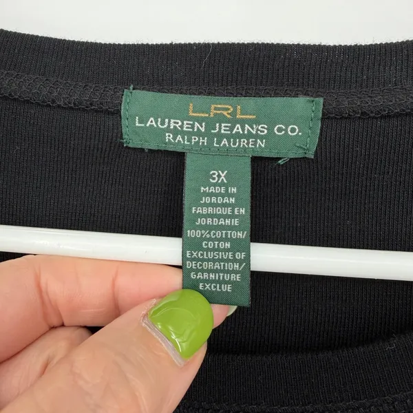 Lauren Ralph Lauren Top Women 3X Black Suede Elbow Patch Zipper Shoulder Cotton - Image 5