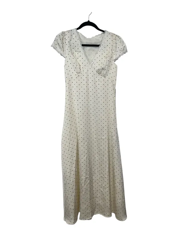 CoMMENSE Polka Dot Lace Trim Maxi Dress, size medium NWT Satin Sold out - Image 4